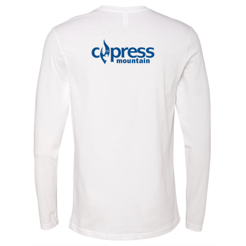 Cypress Mountain Logo 2 Blue Ink -- Long Sleeve White