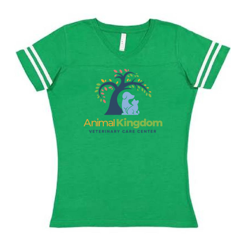 Live & Tell by LAT Ladies Fine Jersey Football T-Shirt -- Vintage Green / Blended White