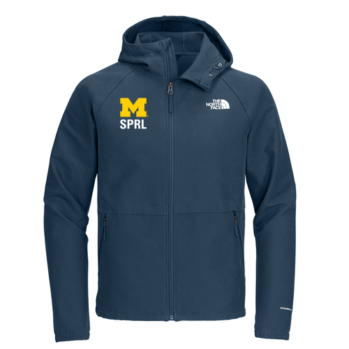 Mens/Unisex The North Face Barr Lake Hooded Soft Shell Jacket -- Shady Blue Dark Heather, SPRL Logo