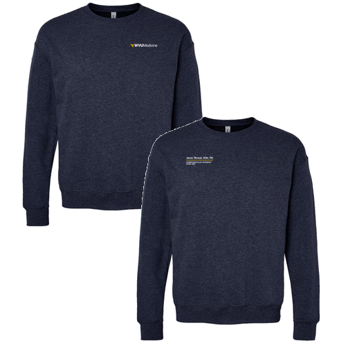 Embroidered Bella Canvas Unisex Drop Shoulder Fleece Crewneck -- Heather Navy