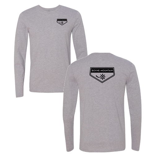Boyne Mountain Logo 2 Black Ink -- Long sleeve Heather Grey