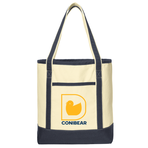 Port Authority Large Cotton Canvas Boat Tote -- Natural / Navy