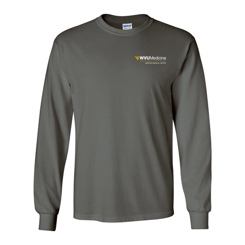 Screen Printed Gildan Heavy Cotton Longsleeve Basic T-Shirt -- Charcoal