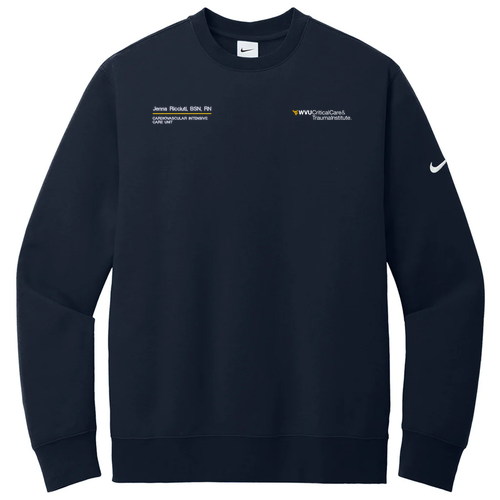 Nike Club Fleece Sleeve Swoosh Crew -- Midnight Navy