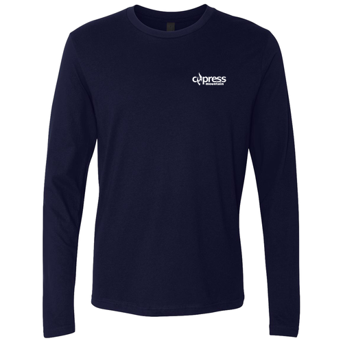 Cypress Mountain Logo 2 White Ink -- Long Sleeve Midnight Navy