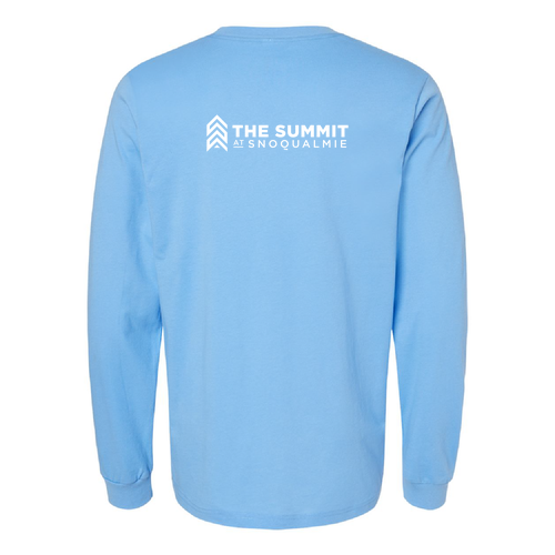The Summit at Snoqualmie Logo 2 White Ink -- Longsleeve Carolina Blue