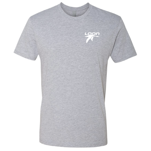 Loon Logo 2 White Ink -- Short Sleeve Heather Grey