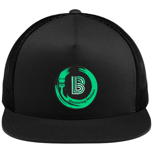 Sport-Tek Yupoong 5-Panel Flat Bill Classic Trucker Hat -- Black/ Black