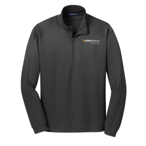 Port Authority Vertical Texture Quarter Zip Pullover -- Iron Grey / Black