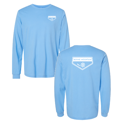 Boyne Mountain Logo 2 White Ink -- Long Sleeve Carolina Blue