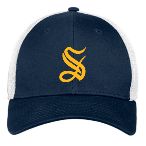 New Era Youth Stretch Mesh Hat -- Deep Navy / White