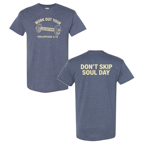 Work Out Your Salvation Tee -- Heather Navy