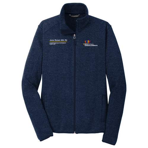 Embroidered Port Authority Sweater Fleece Jacket -- River Blue Navy Heather