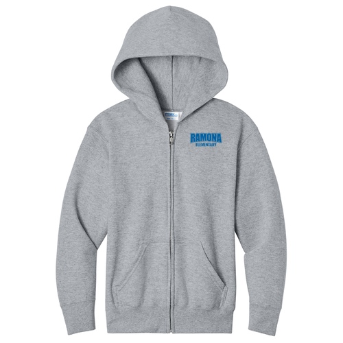 Port and Company Youth Full-Zip Hooded Sweatshirt -- Athletic Heather