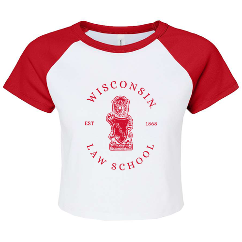 Bella+Canvas Women's Micro Rib Raglan Baby Tee -- White / Red