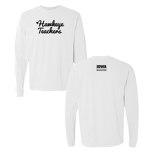 Hawkeye Teachers Comfort Colors Ringspun Long Sleeve Tee -- White