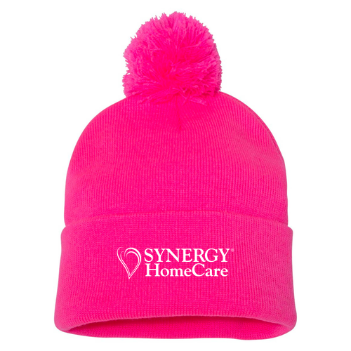 Sportsman Pom Pom Knit Hat -- Neon Pink
