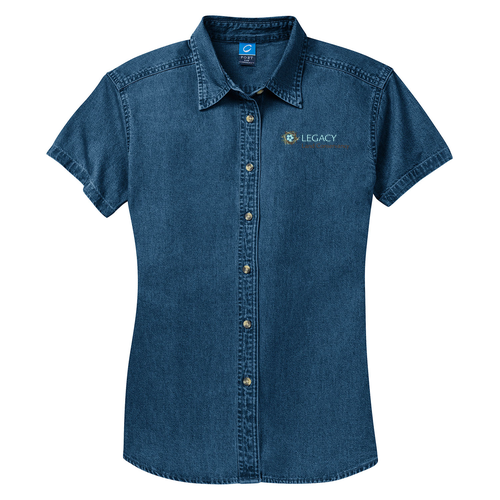 Port and Company Ladies Short Sleeve Value Denim Shirt -- Ink Blue