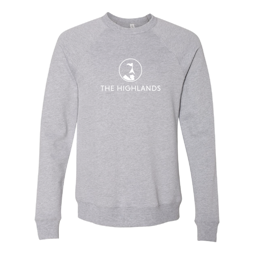 The Highlands Logo 1 White Ink -- Raglan Sweatshirt Athletic Heather