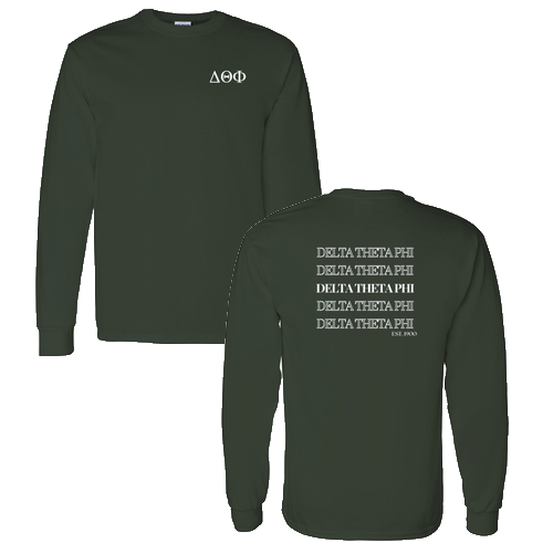 Delta Theta Phi Heavy Cotton Longsleeve Basic T-Shirt -- Front & Back Print
