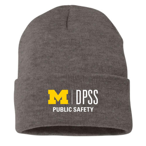 Mens/Unisex Sportsman Fleece Lined 12" Cuffed Beanie -- Heather Charcoal