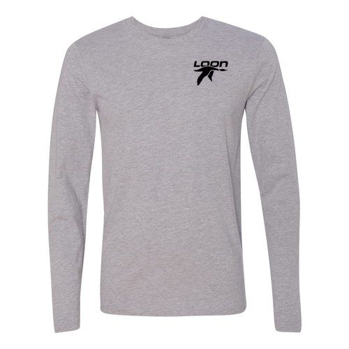 Loon Logo 2 Black Ink -- Long Sleeve Heather Grey