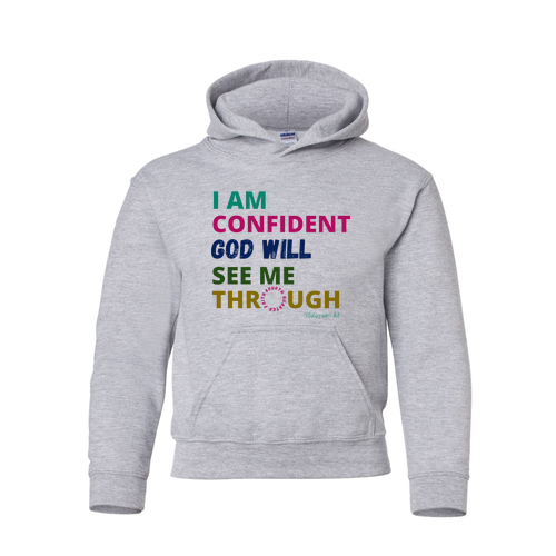 [HIDE] God Will See Me Through Youth Hoodie -- Sport Grey