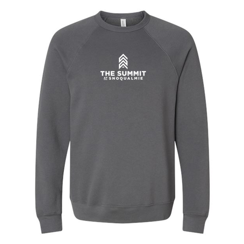 The Summit at Snoqualmie Logo 1 White Ink -- Crewneck Sweatshirt Asphalt