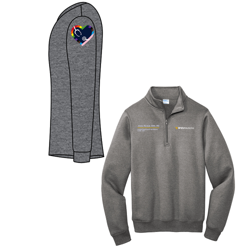 Gender Care Heart Port and Company Core Fleece Quarter-Zip Pullover Sweatshirt -- Graphite Heather