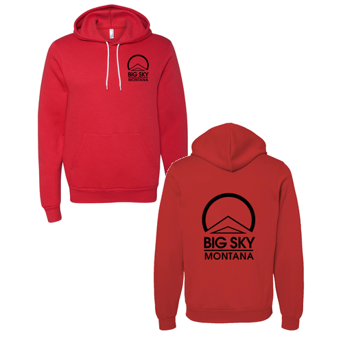 Big Sky Montana Logo 2 Black Ink -- Pullover Hooded Sweatshirt Red