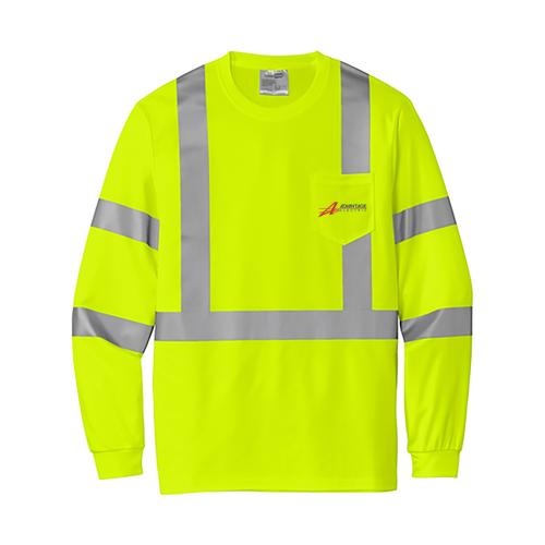 Cornerstone Ansi 107 Class 3 Mesh Long Sleeve Tee -- Safety Yellow, AES