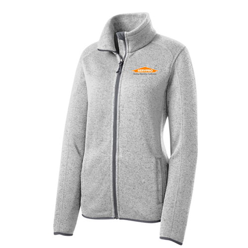 Port Authority Ladies Sweater Fleece Jacket -- Grey Heather