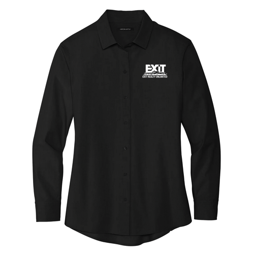 Mercer+Mettle Women's Long Sleeve Stretch Woven Shirt -- Deep Black