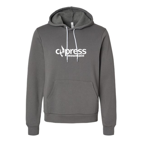 Cypress Mountain Logo 1 White Ink -- Pullover Hooded Sweatshirt Asphalt