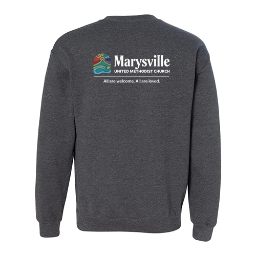 Gildan Heavy Blend Crew Neck Sweatshirt Front & Back -- Dark Heather