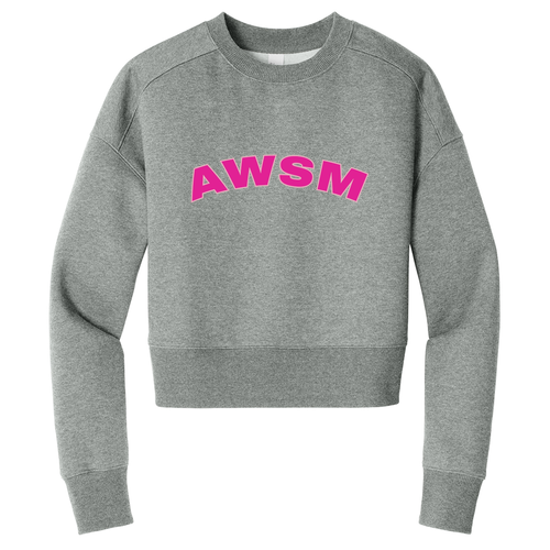 District Women's Perfect Weight Fleece Cropped Crew -- Heathered Steel