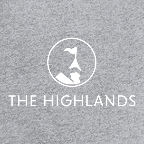 The Highlands Logo 1 White Ink -- Short Sleeve Heather Grey