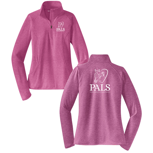 Sport Tek Ladies Sport Wick Stretch Half Zip Pullover -- Pink Rush Heather