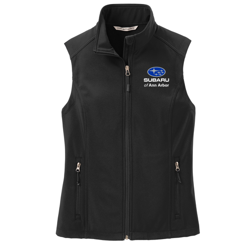 Ladies Port Authority Core Soft Shell Vest -- Black, Subaru Logo