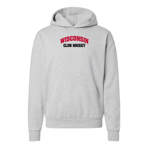UW Club Hockey Arch Wisconsin Hooded Sweatshirt -- Grey Heather