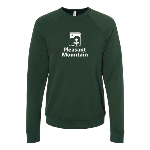 Pleasant Mountain Logo 1 White Ink -- Crewneck Sweatshirt Forest