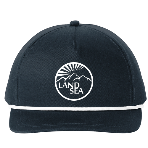 Embroidered Port Authority Snapback Rope Hat -- Navy / White