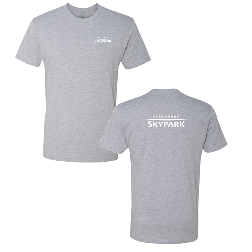 Gatlinburg Skypark Logo 2 White Ink -- Short Sleeve Heather Grey