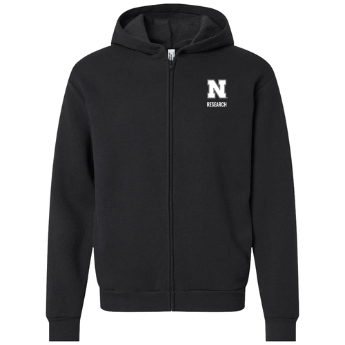 Nebraska Research Unisex Full Zip Hoodie -- Black