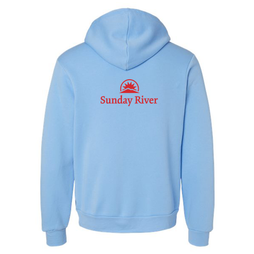 Sunday River Logo 2 Red Ink -- Pullover Hooded Sweatshirt Carolina Blue