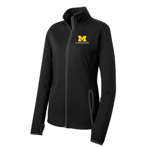 Sport-Tek Ladies Sport Wick Stretch Contrast Full Zip Jacket -- Black / Charcoal Grey