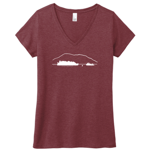 Odell -- District Made Ladies Perfect Tri V-Neck Tee -- Maroon Frost