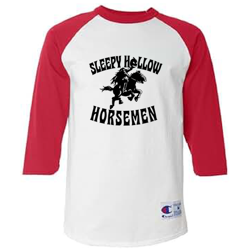 Champion Adult Raglan T-Shirt -- White / Scarlet