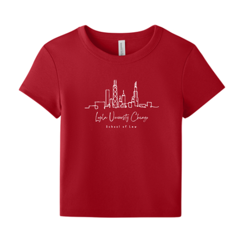 Chicago Skyline Baby Tee -- Solid Red Blend