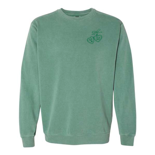Comfort Colors Unisex Garment-Dyed Crewneck Sweatshirt -- Light Green Locket Design